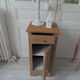 Antique bedside table in solid oak, 1 drawer, 1 door.