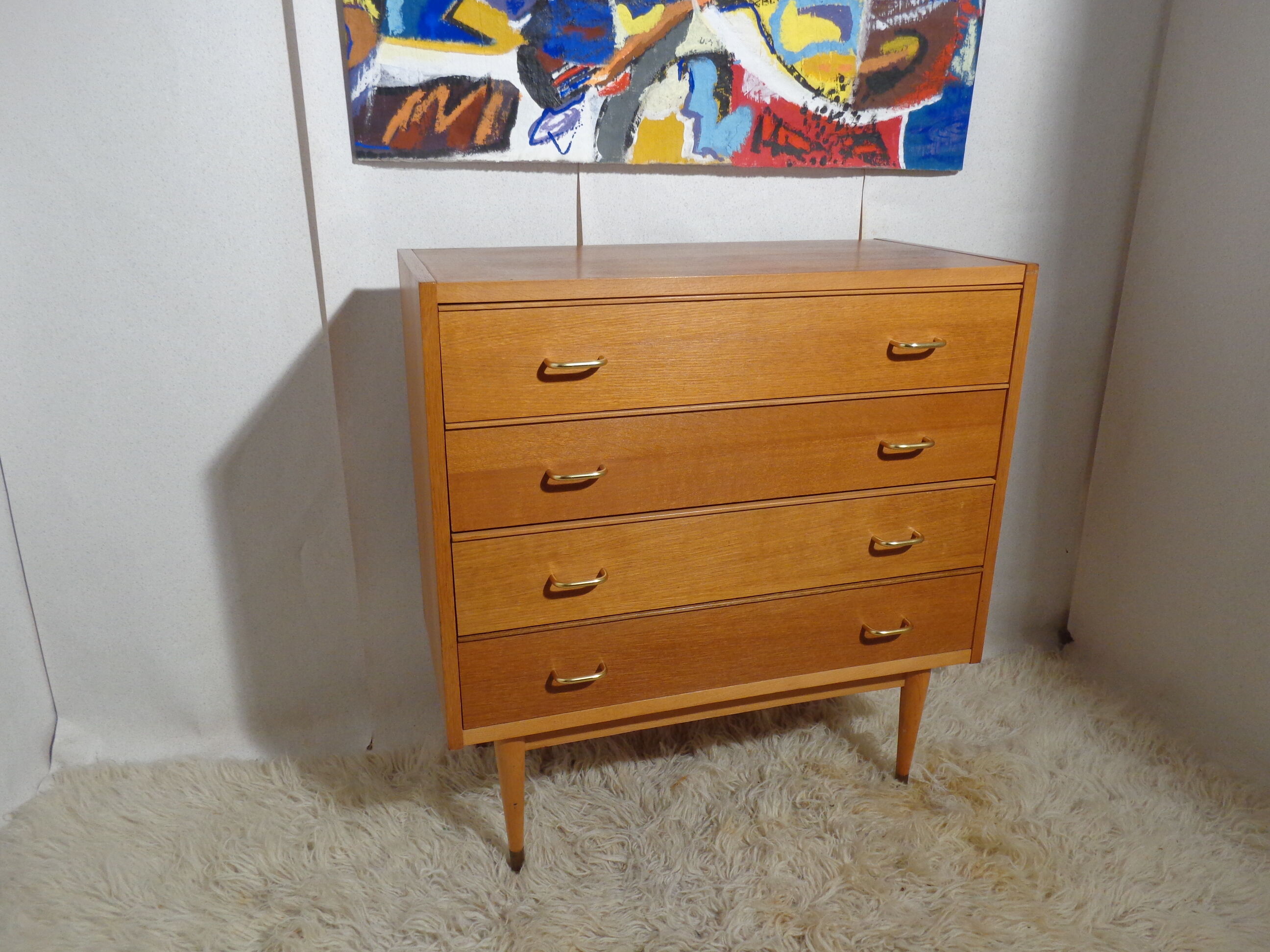 Vintage chest of drawers from the 60s honey color