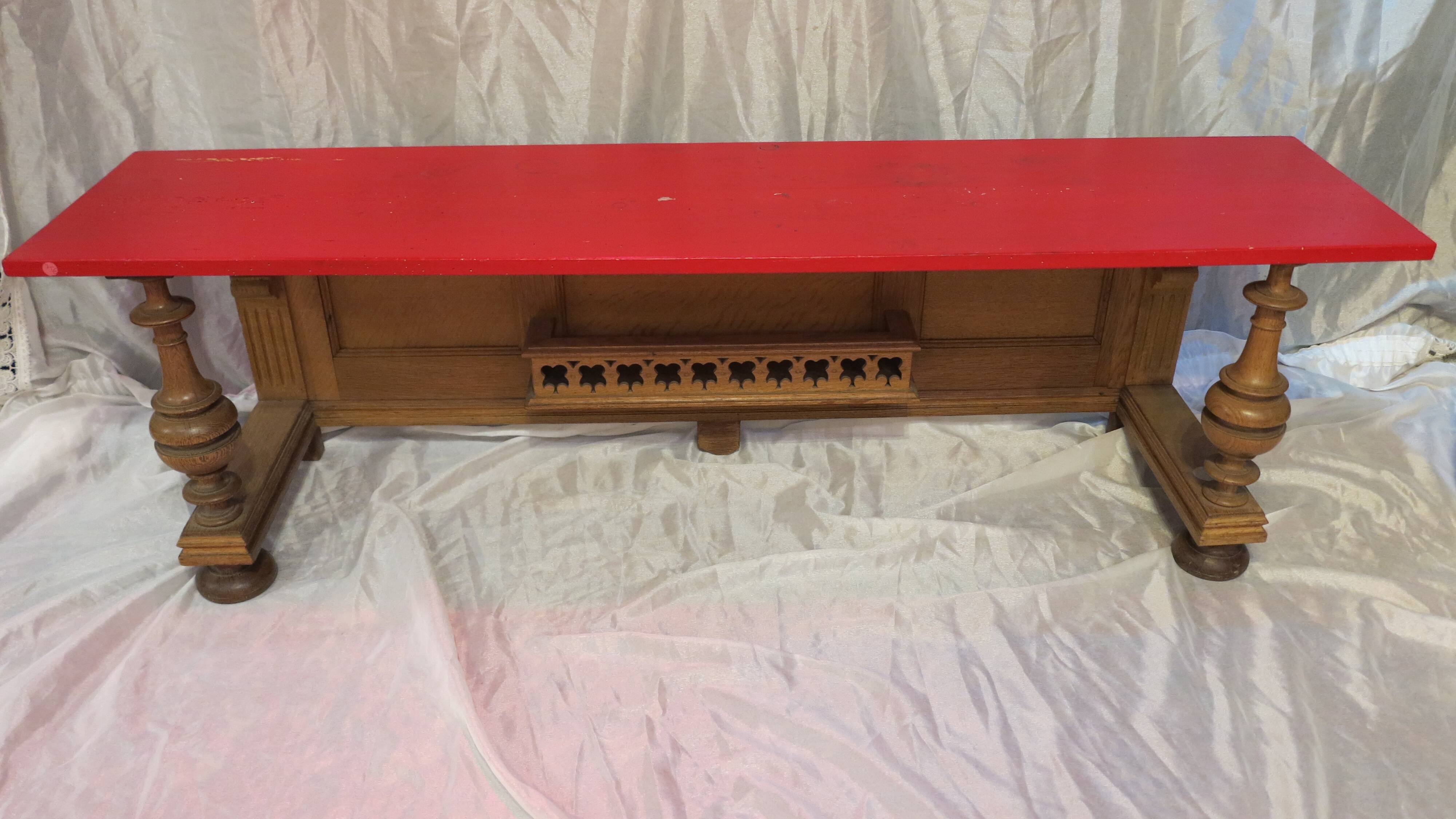 Neo-Renaissance style red top bench