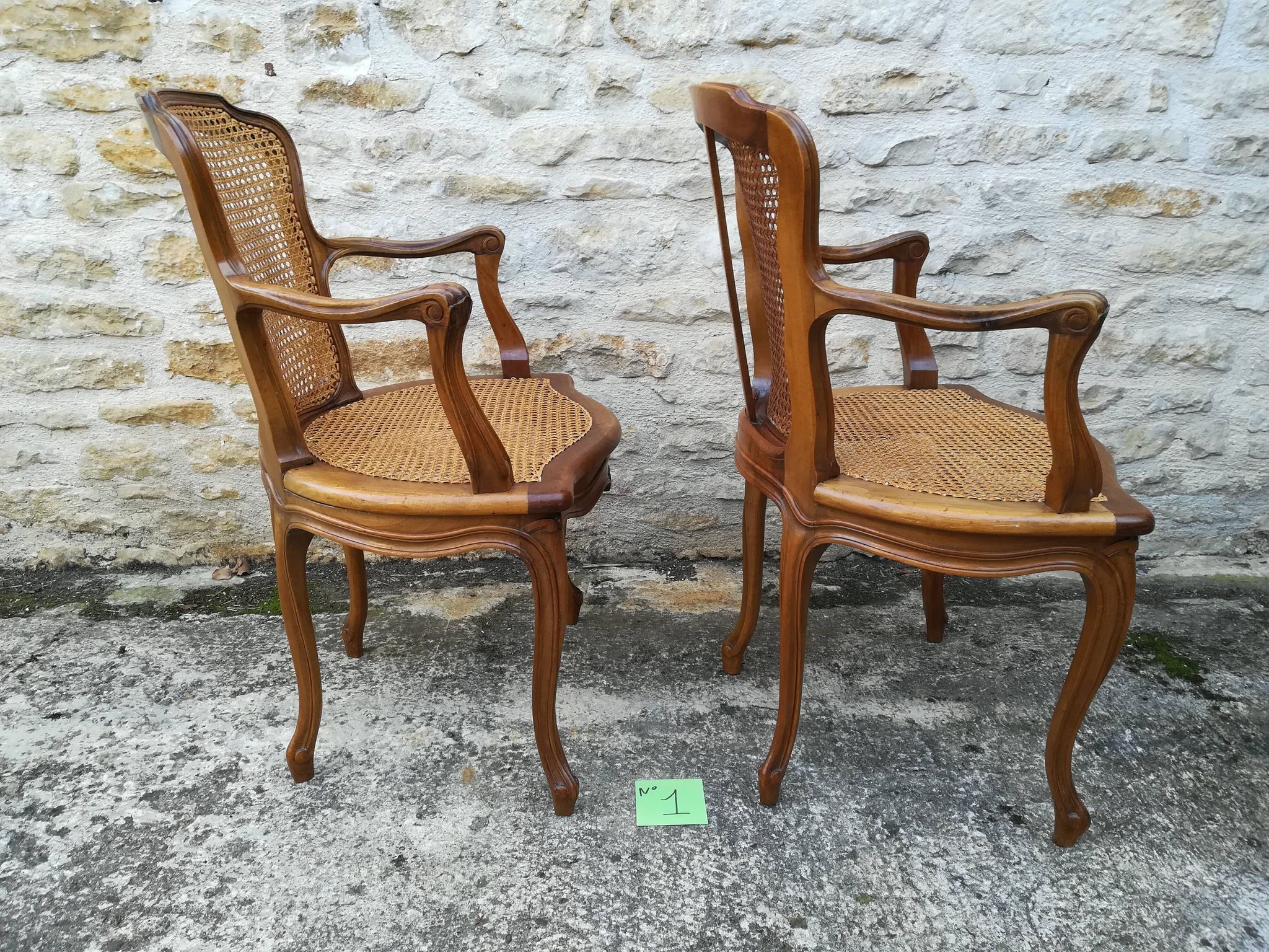 Caned armchairs in Louis XV style
