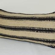 Handmade simple and plain organic color wool kilim throw pillow cover, 10'' x 20'' (25 x 50 cm)