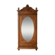 Antique solid wood wardrobe with an oval mirror.