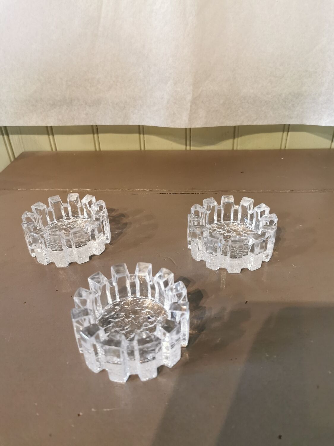 Trio of vintage crystal candlesticks