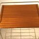 Side table - wooden and gold metal magazine rack