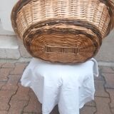 Oval basket woven wicker and hazel