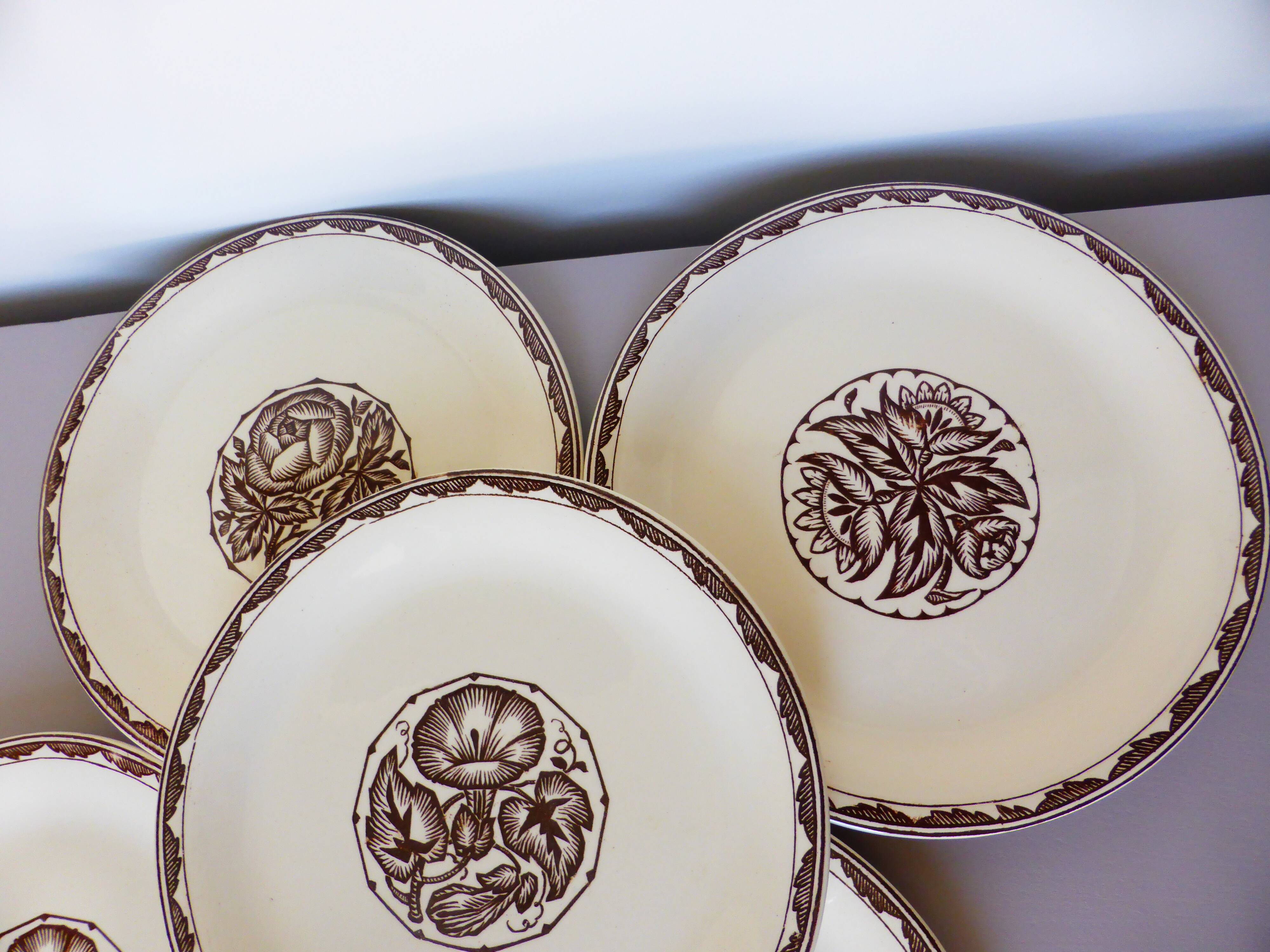 5 Sarreguemines dessert plates, Argonne model