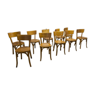Set of 10 Baumann bistro chairs