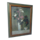 Rectangular frame two-tone wood brown/green, image: painting bowl+vase of flowers