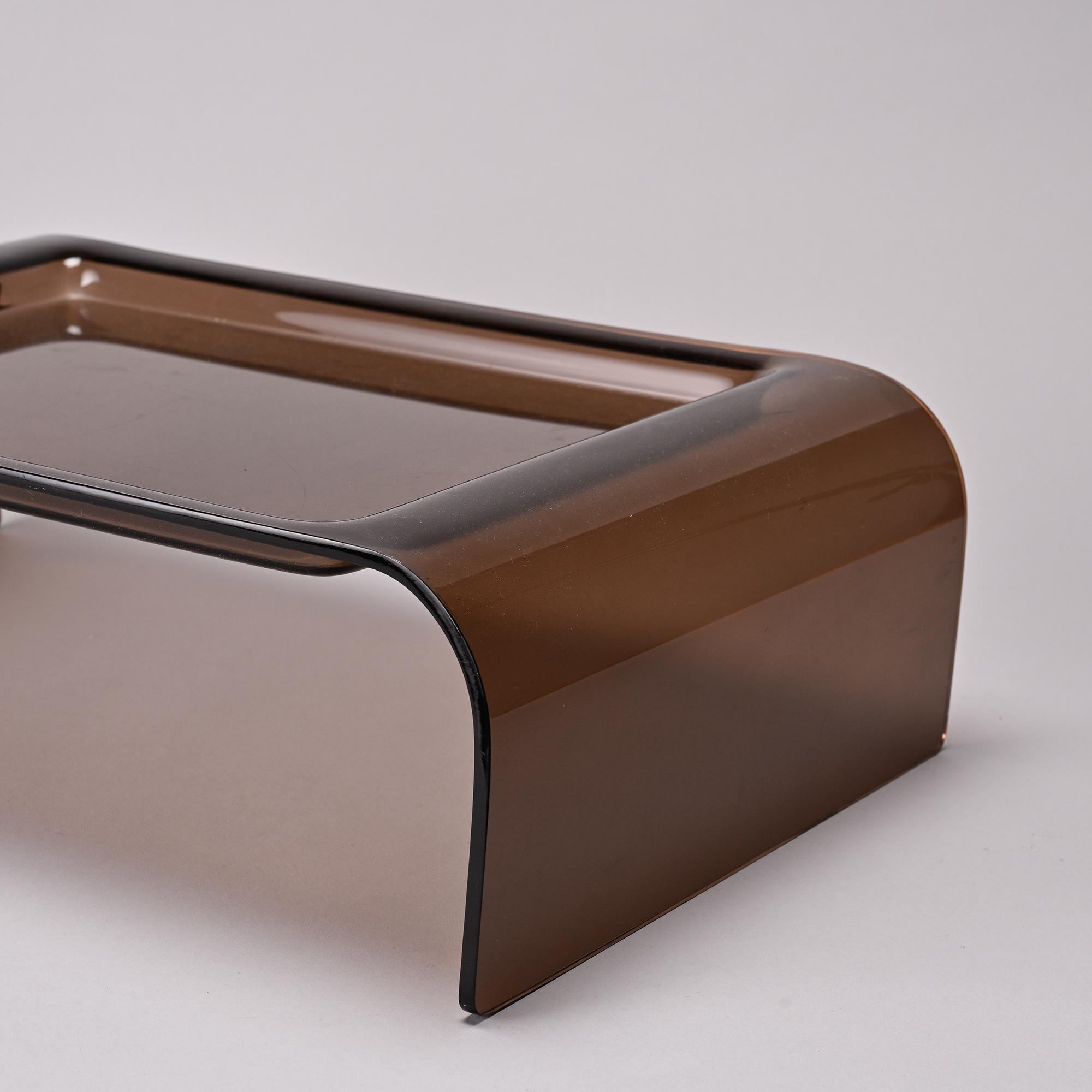 Smoked plexiglass bed tray, circa 1970