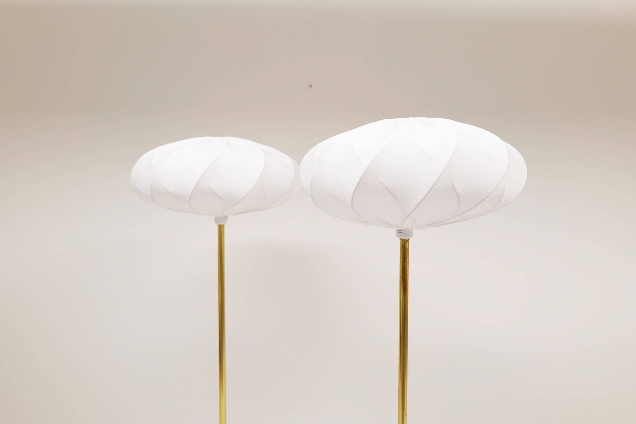 Modern Scandinavian floor lamps in brass "ENCO", Sweden, 1970s