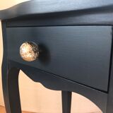 Dark blue zebra bedside table with silver leaf