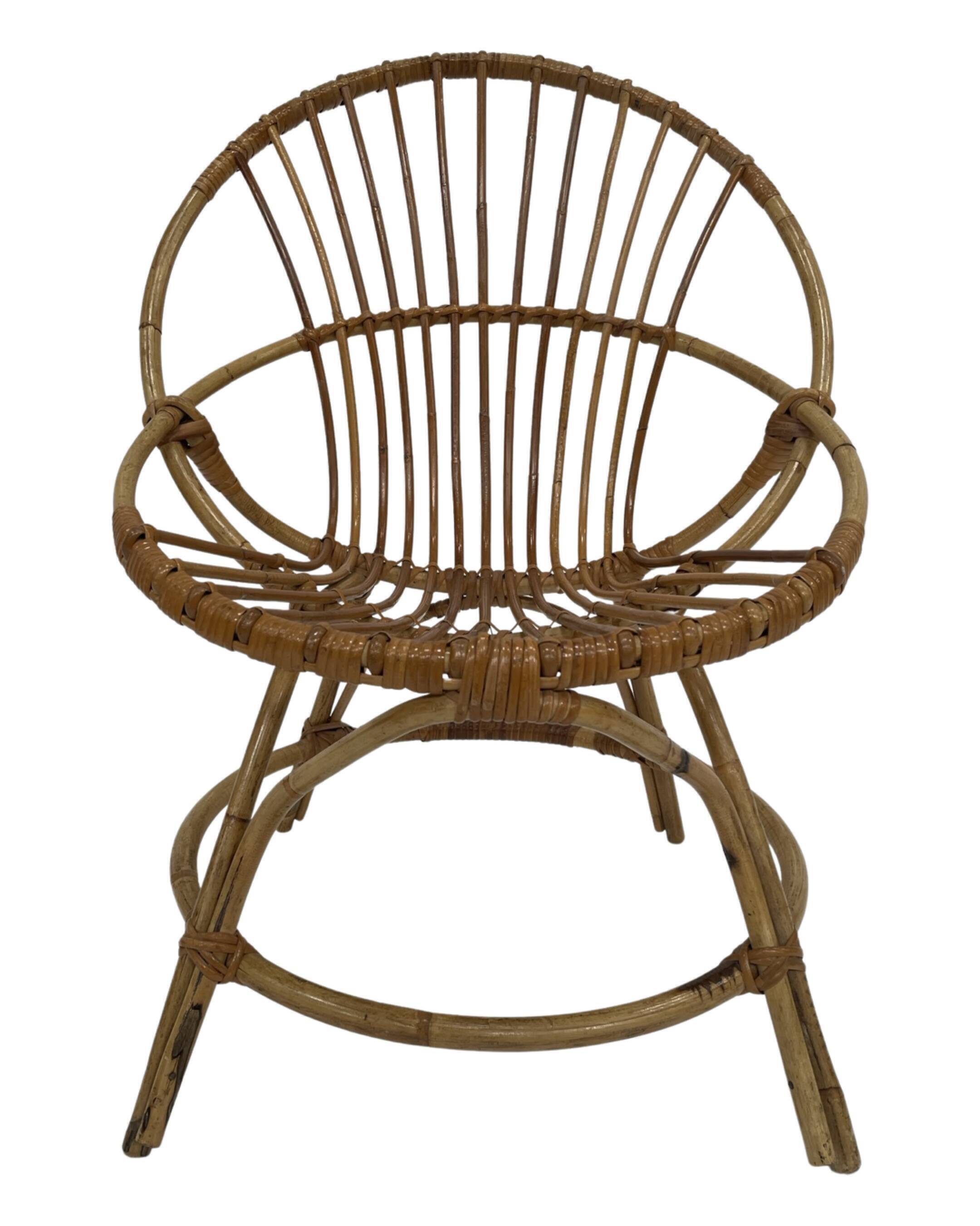 Vintage rattan chair by Dirk van Sliedregt Rohe Noordwolde 1960 in the Netherlands