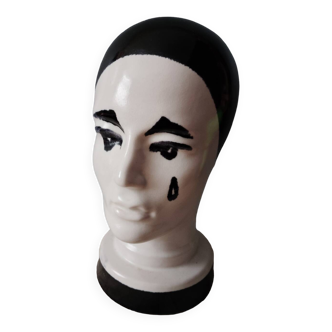 Scheurich Western Germany ceramic head/ Twiggy head/ Hat puppet