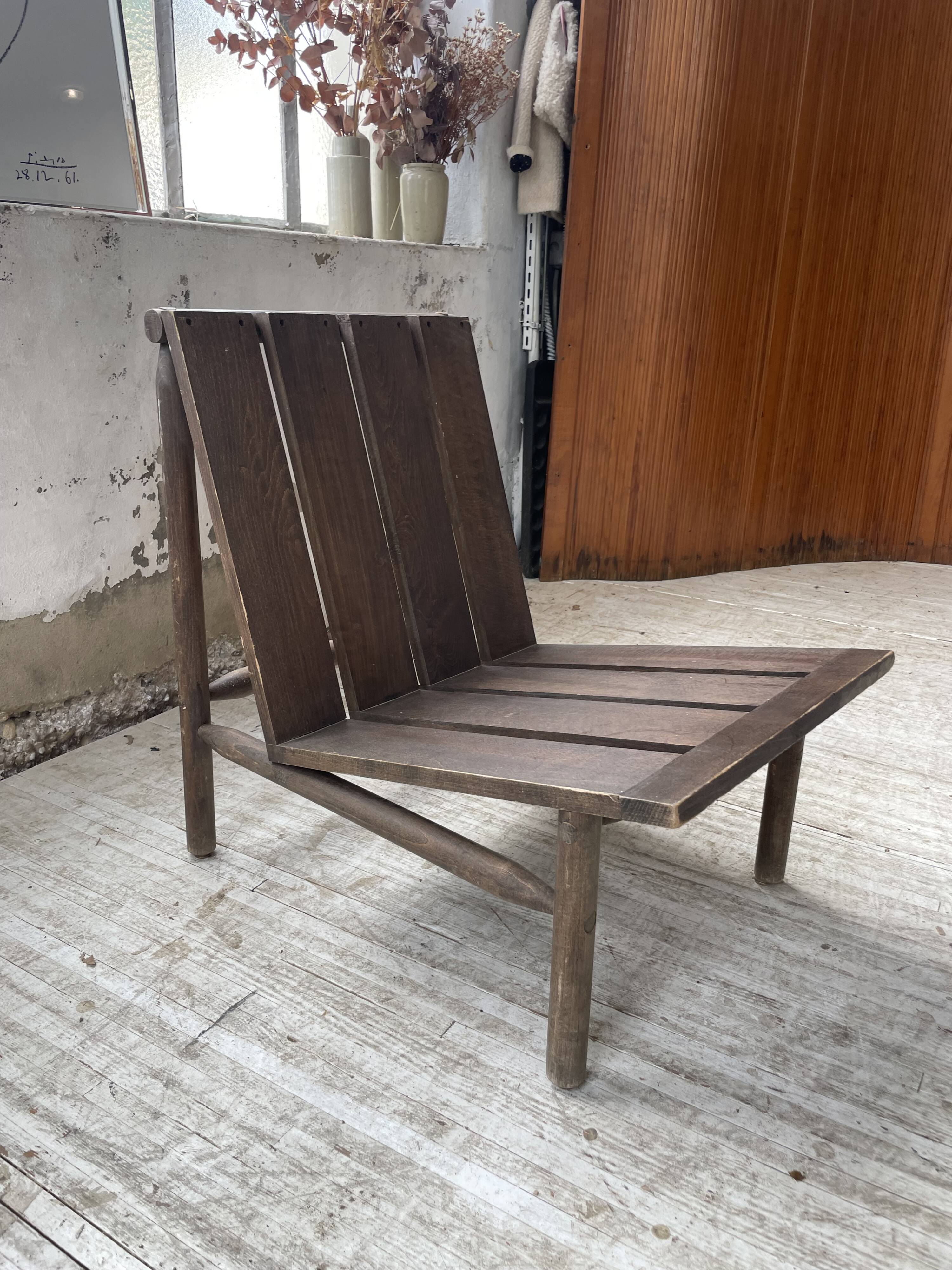 Modernist oak armchair