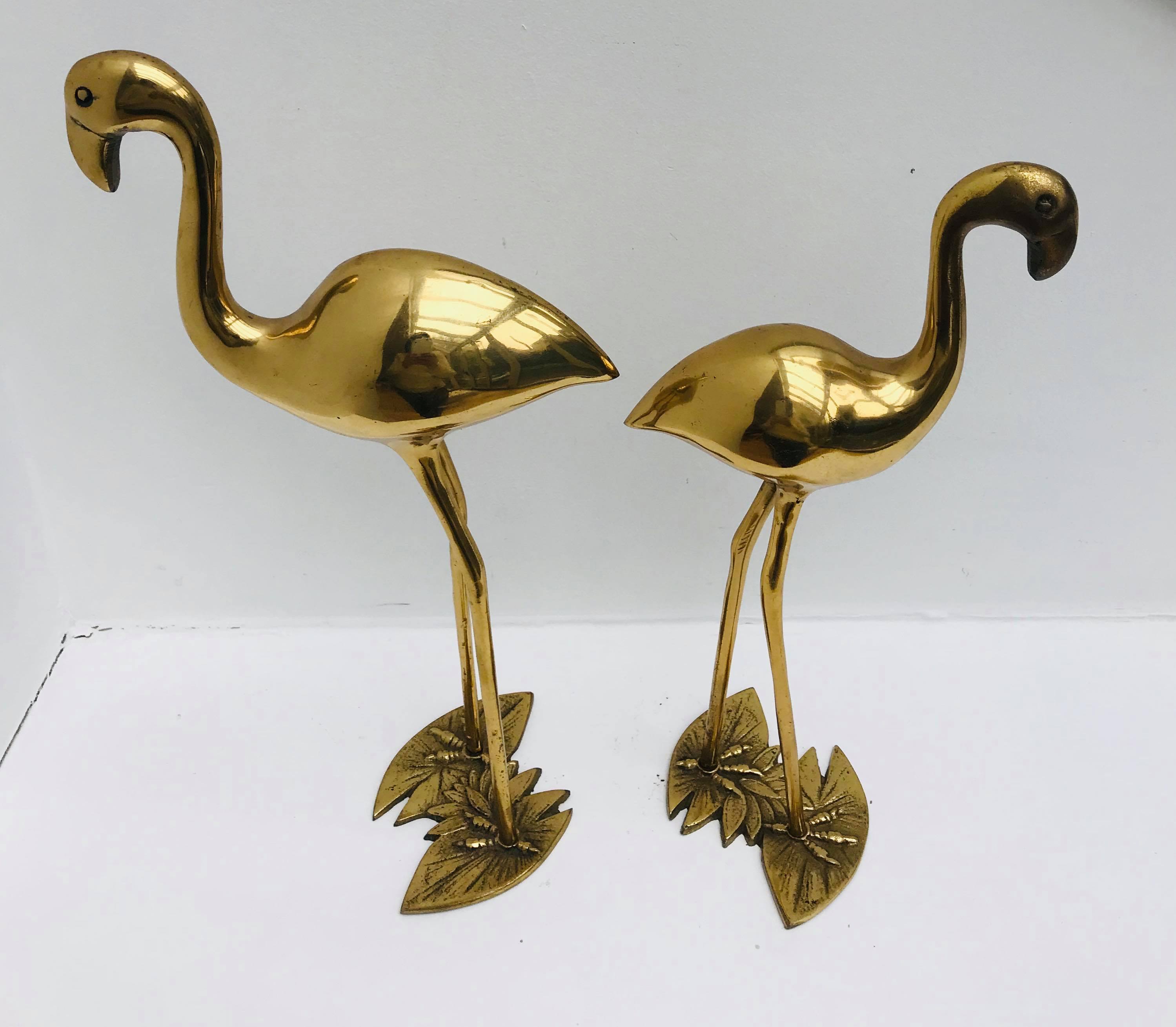 Pair brass 50s herons