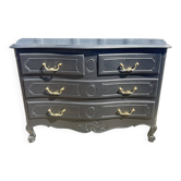 Louis XV style black lacquered chest of drawers with four drawers.