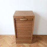 Solid oak filing cabinet with curtains