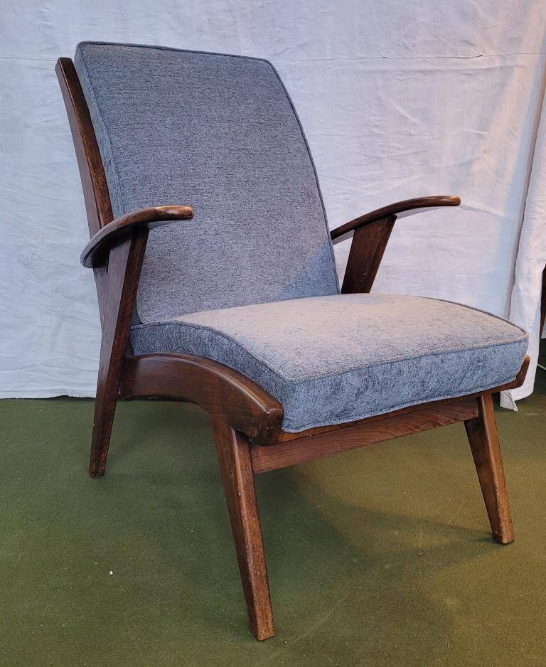Scandinavian armchair in wood and fabric from the 50s