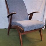 Scandinavian armchair in wood and fabric from the 50s