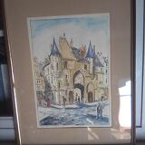 Watercolour drawing of Old Paris, ' Hôtel des Sens '