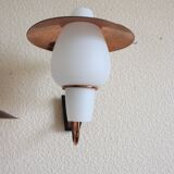 2 wall lamps from the 60s, modernist, copper and opaline