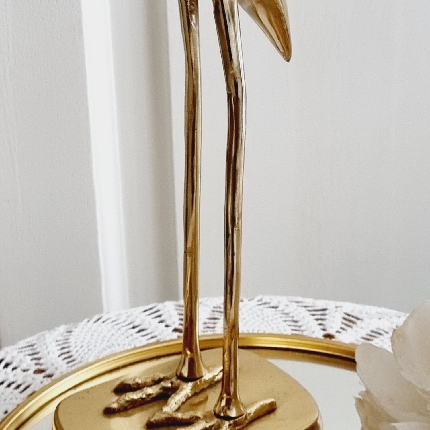 Ibis heron gilded brass