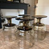 4 vintage smoked glass glasses