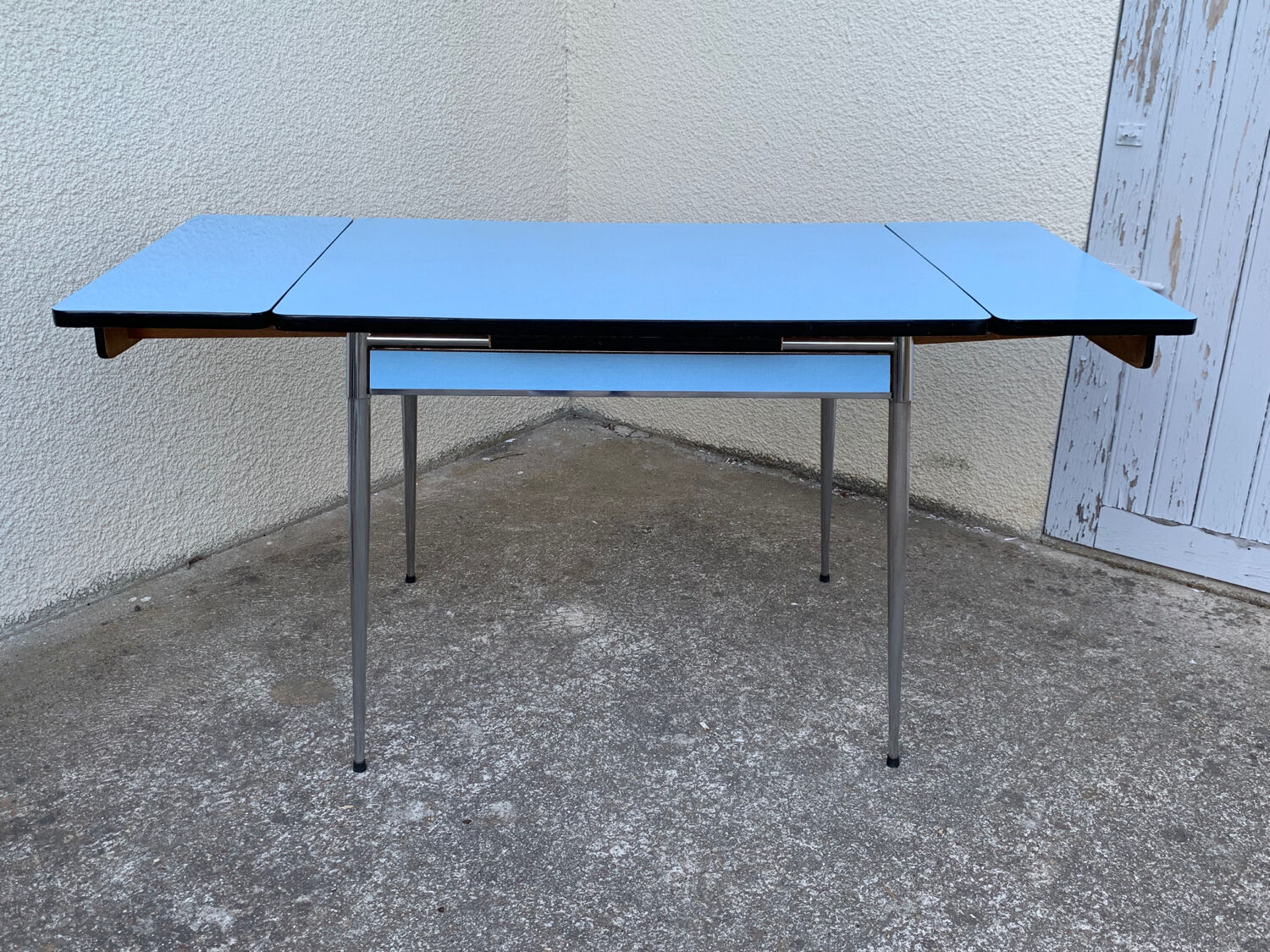 Blue formica table Sogemap 1960