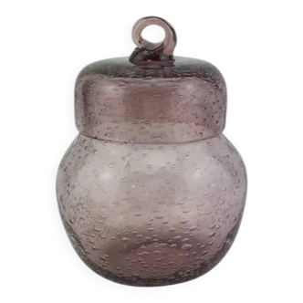 Vintage pink bubble glass bonbonnière.