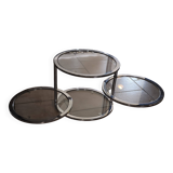 Modular aluminum coffee table and 4 glass shelves, h38x45x unfolded 120 pretty 70s style model