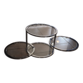 Modular aluminum coffee table and 4 glass shelves, h38x45x unfolded 120 pretty 70s style model