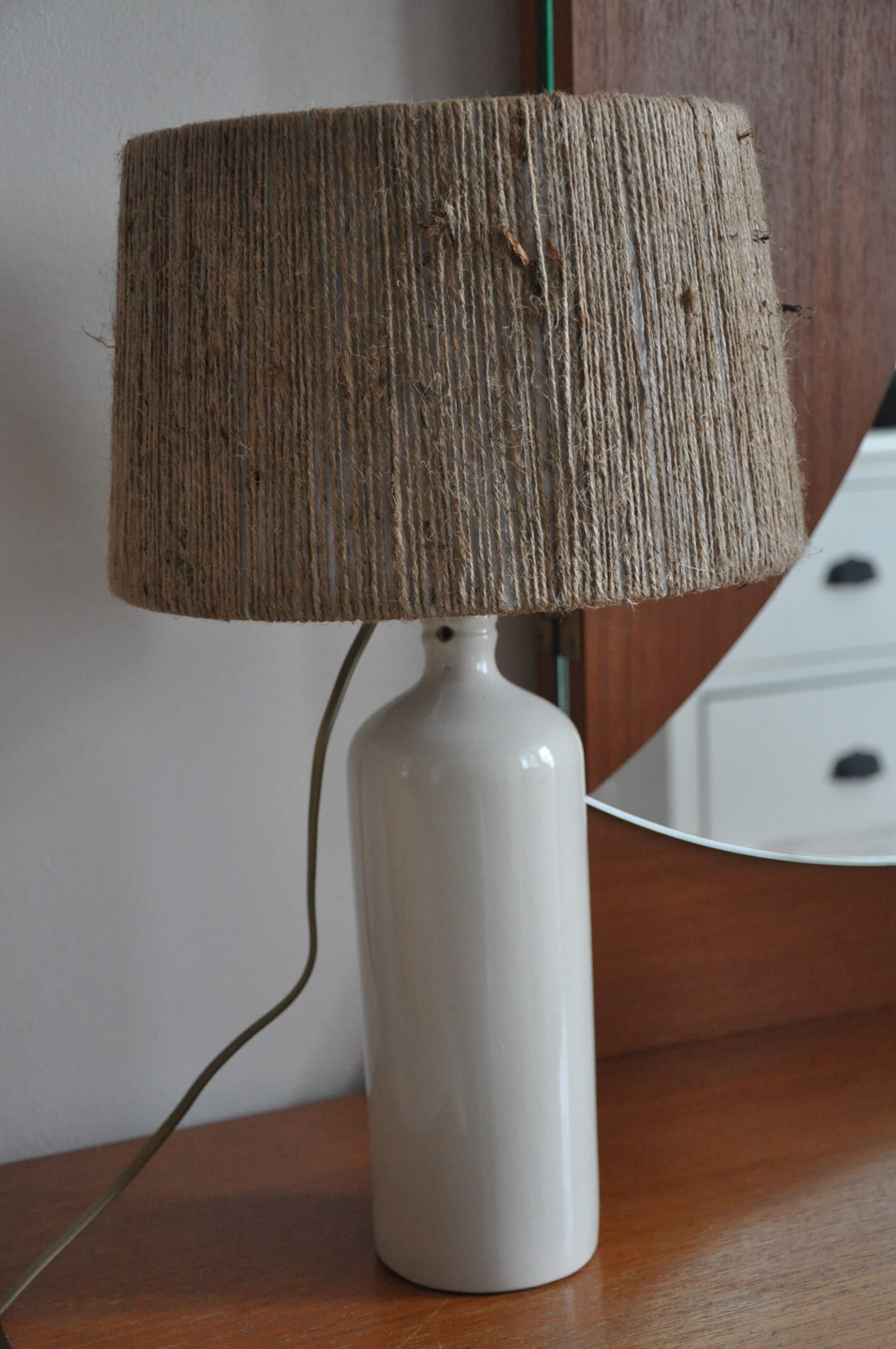 Vintage stoneware bottle lamp