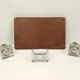 Old wooden office inkwell set and glass and brass accessories