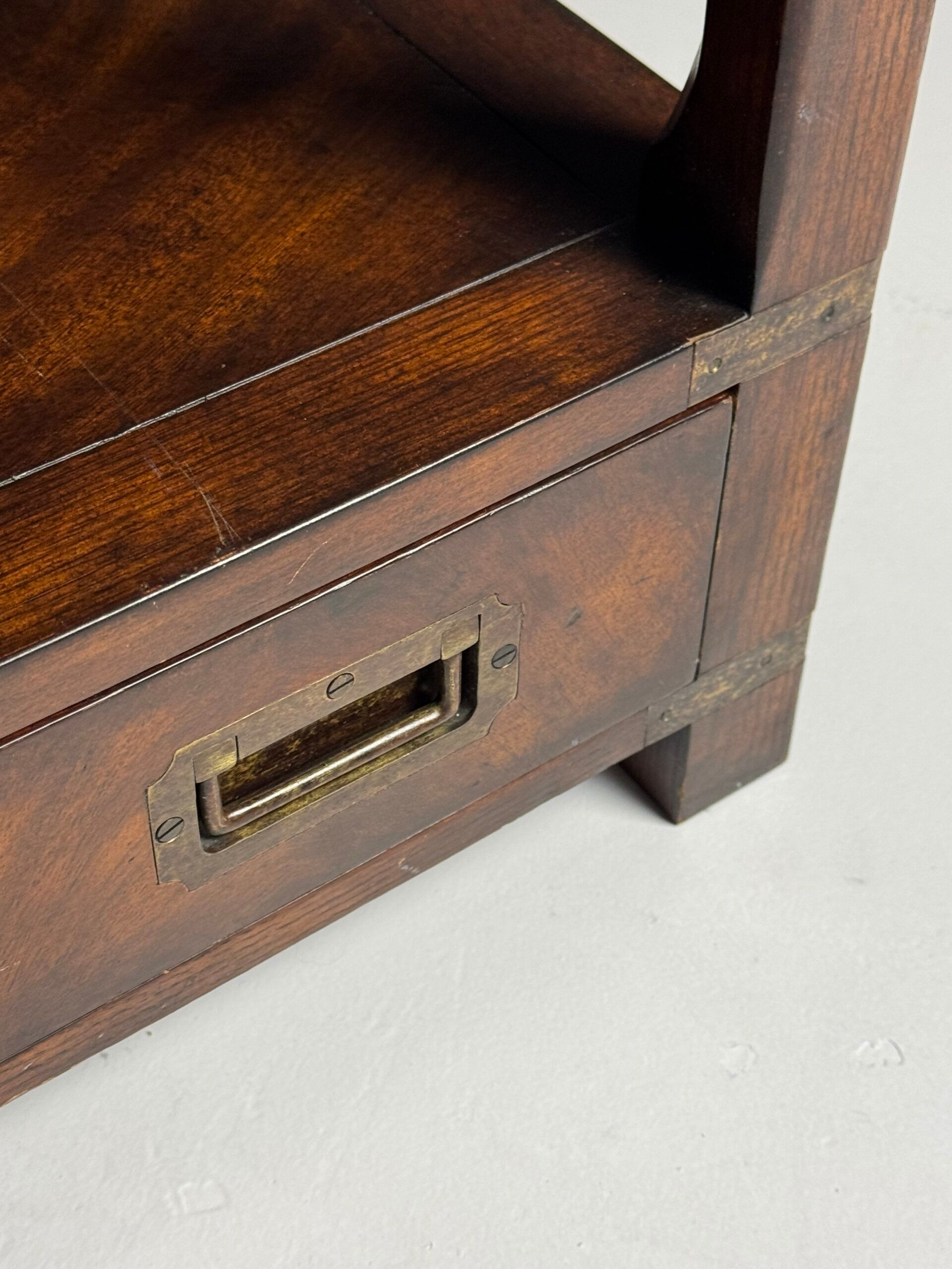 Campaign style mahogany coffee table