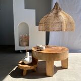 Quadripod coffee table in solid wood monoxyl natural color (dark)