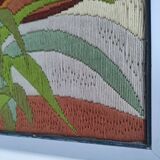 Tapisserie décor dame-jeanne feuillages années 70