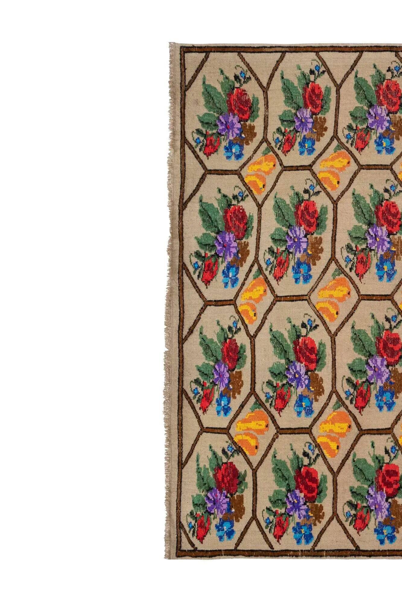 Vintage Turkish kilim handwoven 150x183 cm