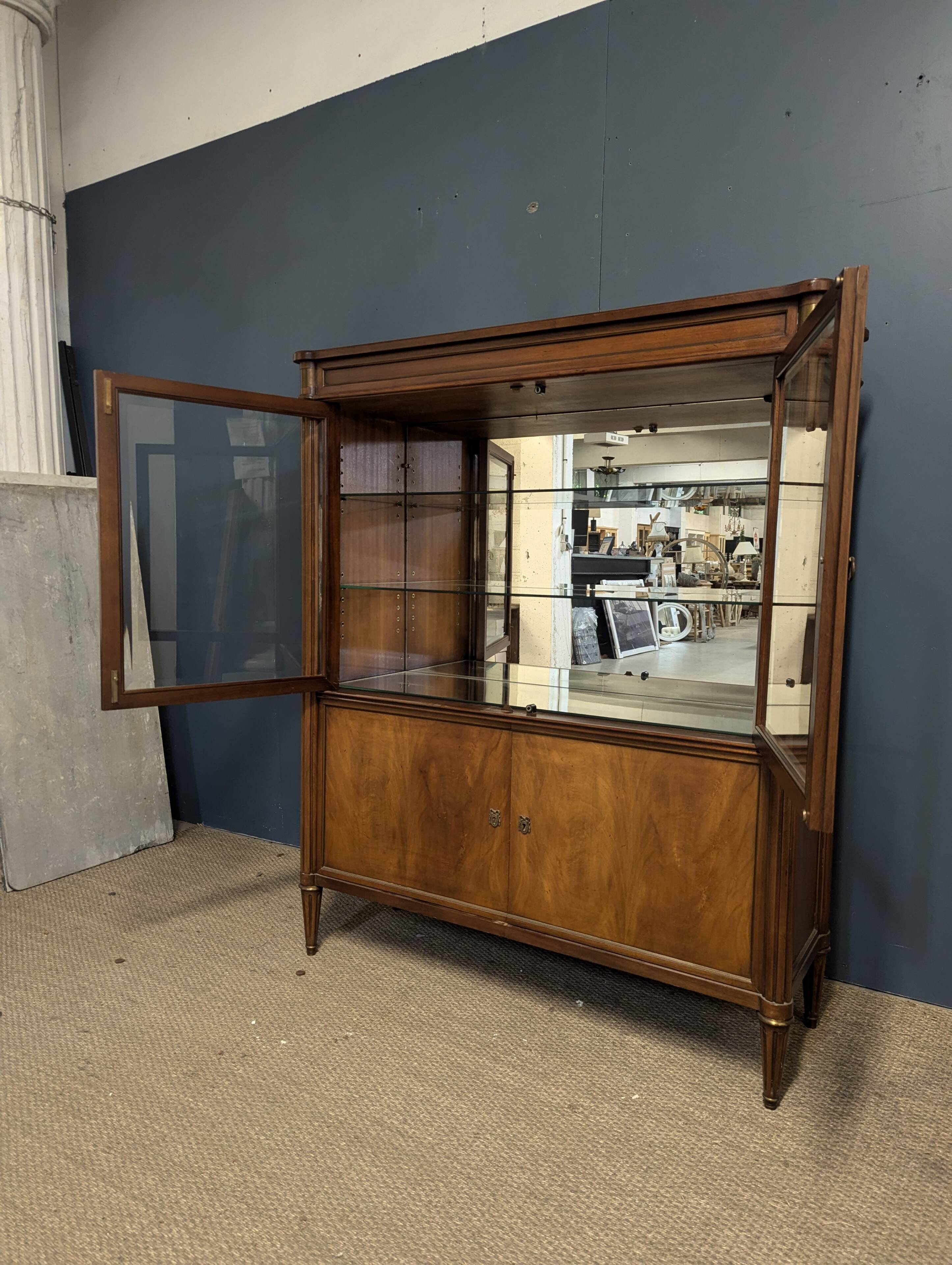 Louis XVI style cherry wood display case