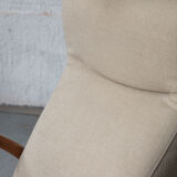 Reclining easy chair in beige wool, Denmark, 1980’s