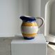 Large blue and yellow hand painted carafe H:20cm