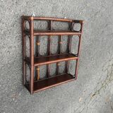 Wall shelf with 3 rattan shelves, 1970s