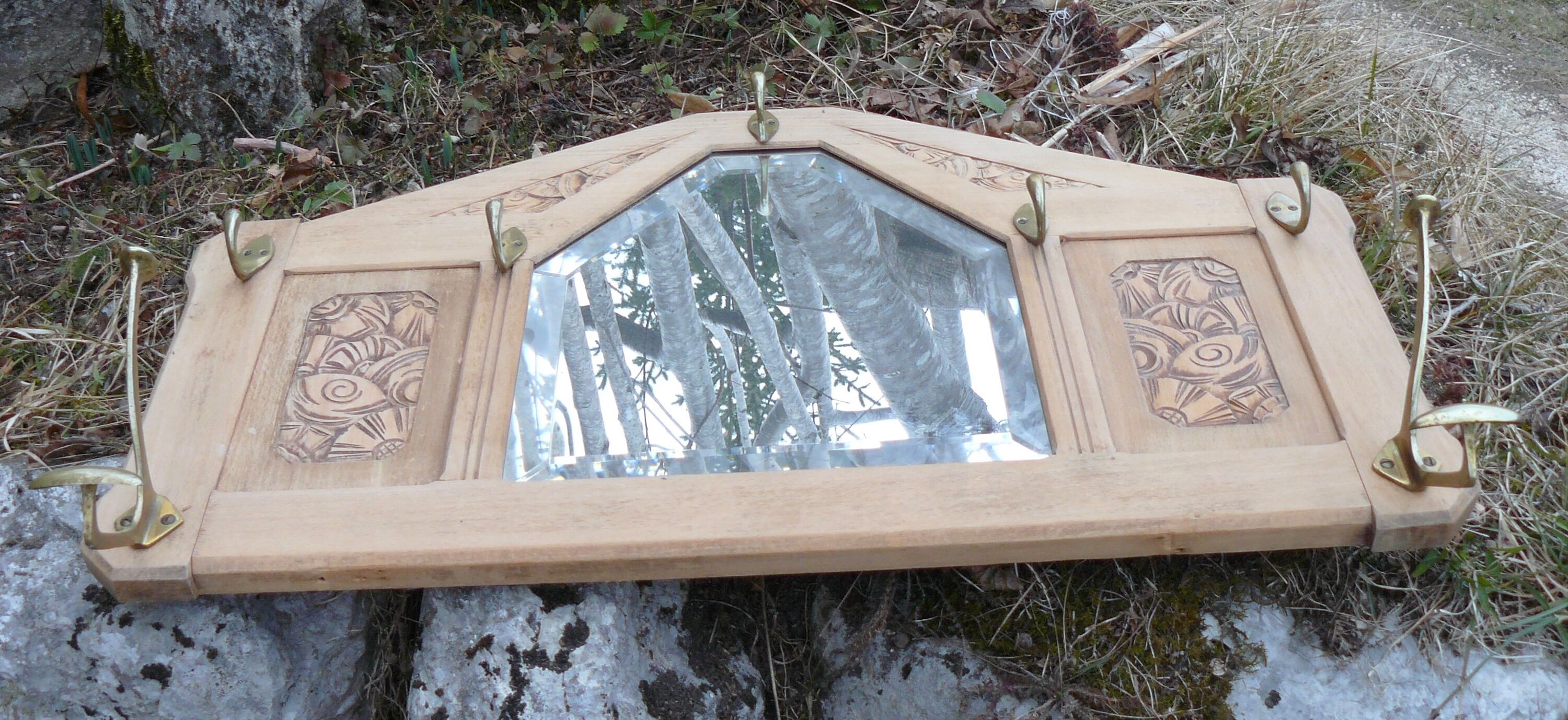 Art Deco mirror coat rack