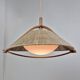 Wabi sabi sisal and plywood pendant lamp by Temde, Switzerland 1960s