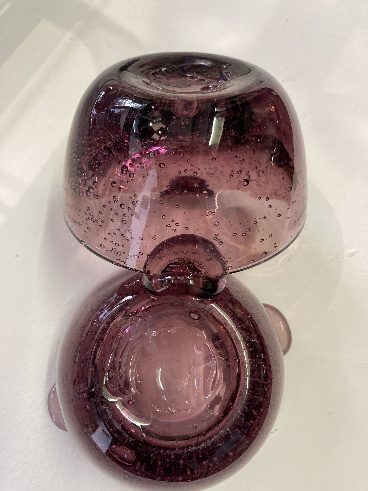 Pair of bubble glass ashtrays