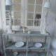 Console vintage 3 plateaux vert de gris