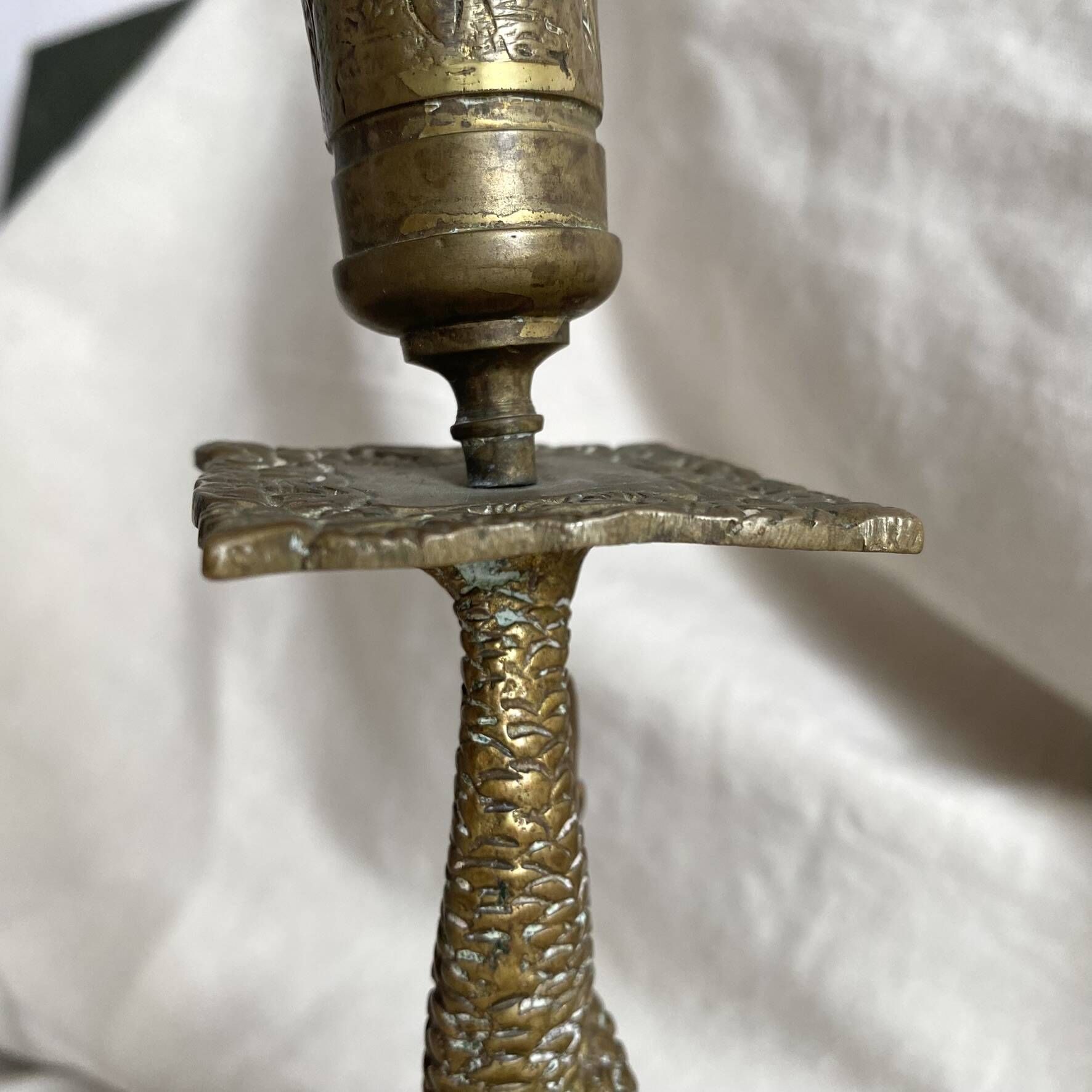 Antique dolphin candlestick from the 19th century, fish candlestick.