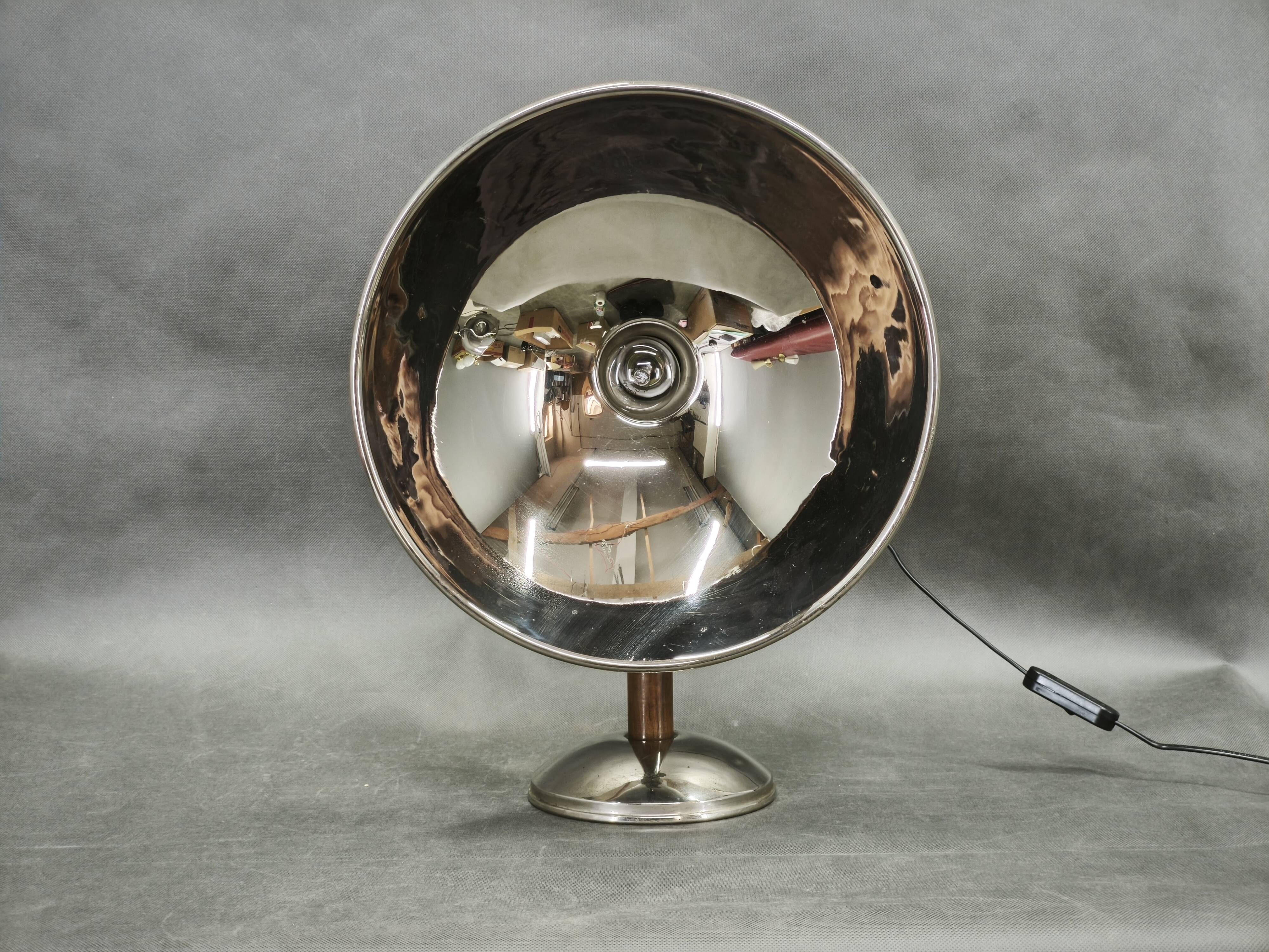 1930s Bauhaus Chrome Table Lamp with Beech Handle, Czechoslovakia