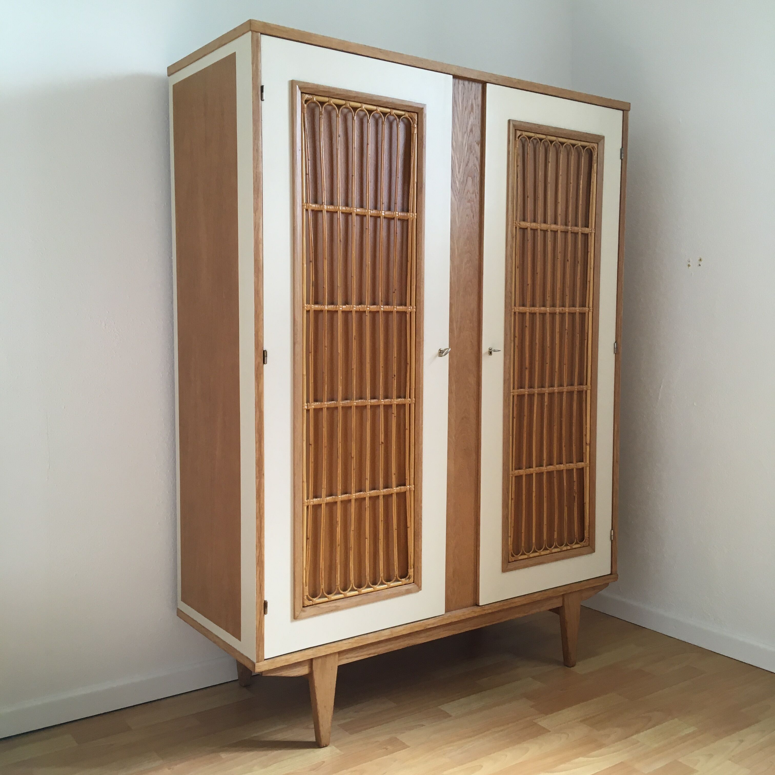 Wood and rattan cabinet