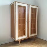 Wood and rattan cabinet