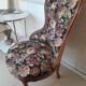 Fauteuil vintage brocante, fauteuil à tricot fleuri, classique des années 30-50